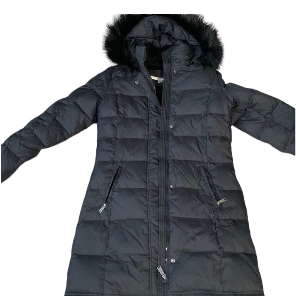 DkNy long puffer coat faux fur hoodie size XS